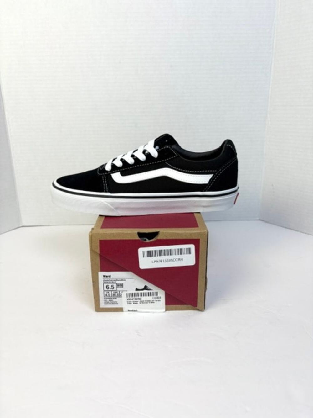Vans Ward Sneakers Womens 6.5 Black White Suede‎ Canvas Skate Shoes VN0A3IUNIJU
